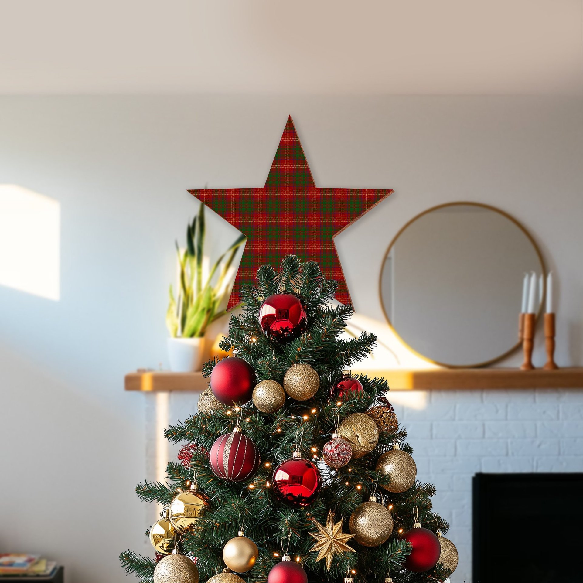 ScotsTee Shop Scottish Burns 1930 Tartan Wooden Christmas Tree Topper