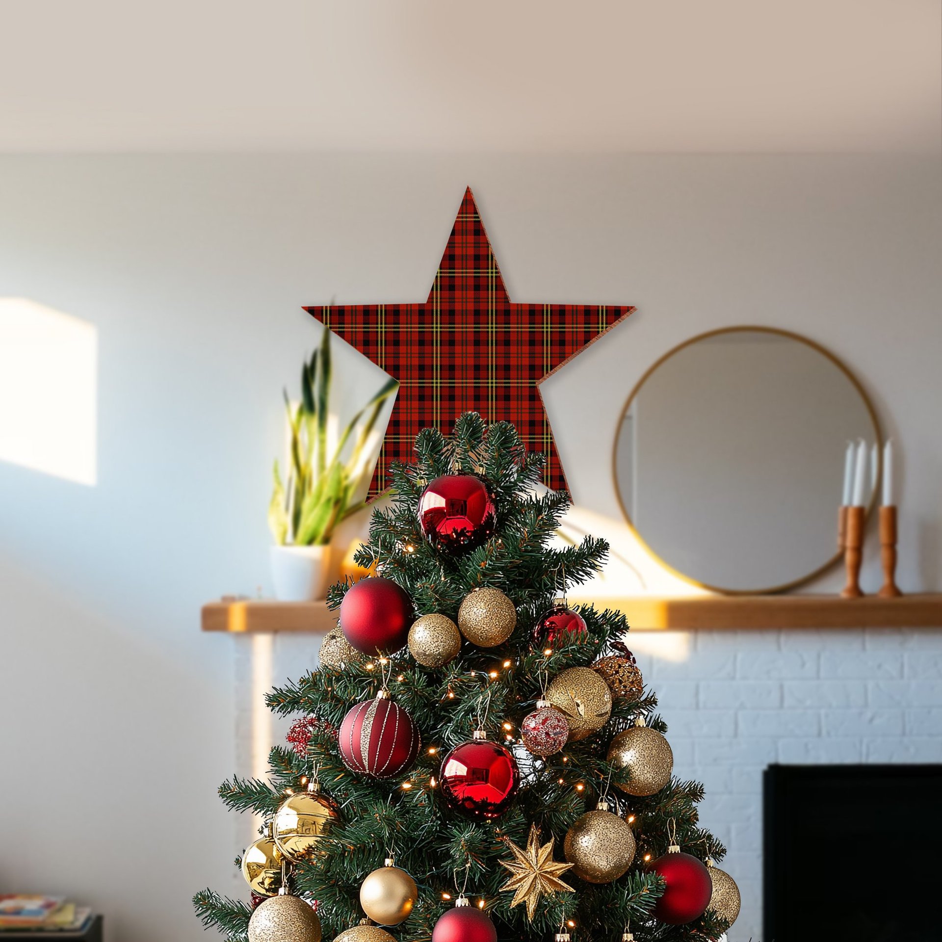 ScotsTee Shop Scottish Davis Tartan Wooden Christmas Tree Topper