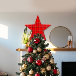ScotsTee Shop Scottish Burnett Modern Tartan Wooden Christmas Tree Topper