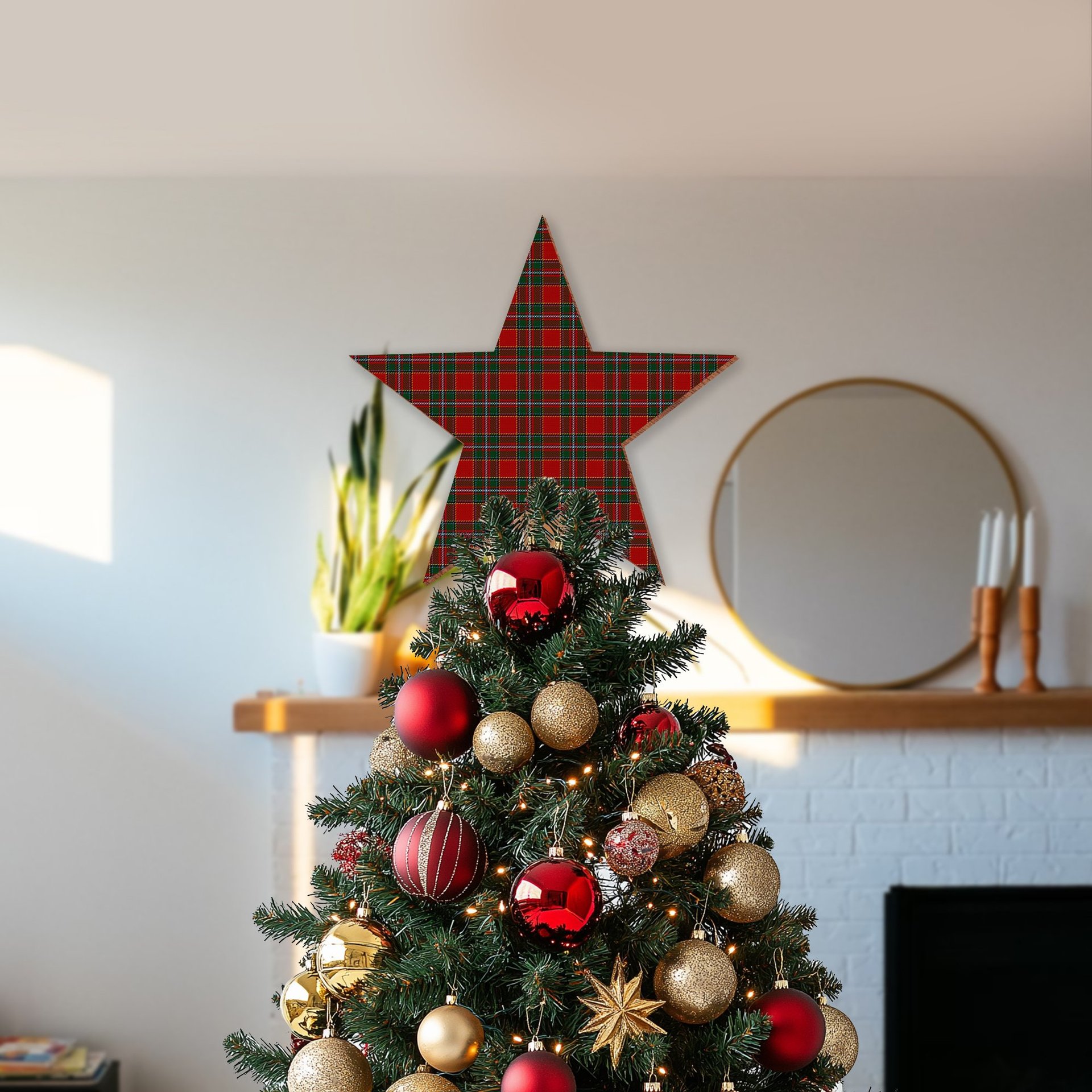 ScotsTee Shop Scottish Drummond Ancient Tartan Wooden Christmas Tree Topper