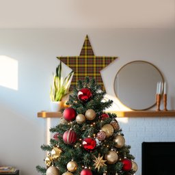 ScotsTee Shop Scottish Cree Tartan Wooden Christmas Tree Topper