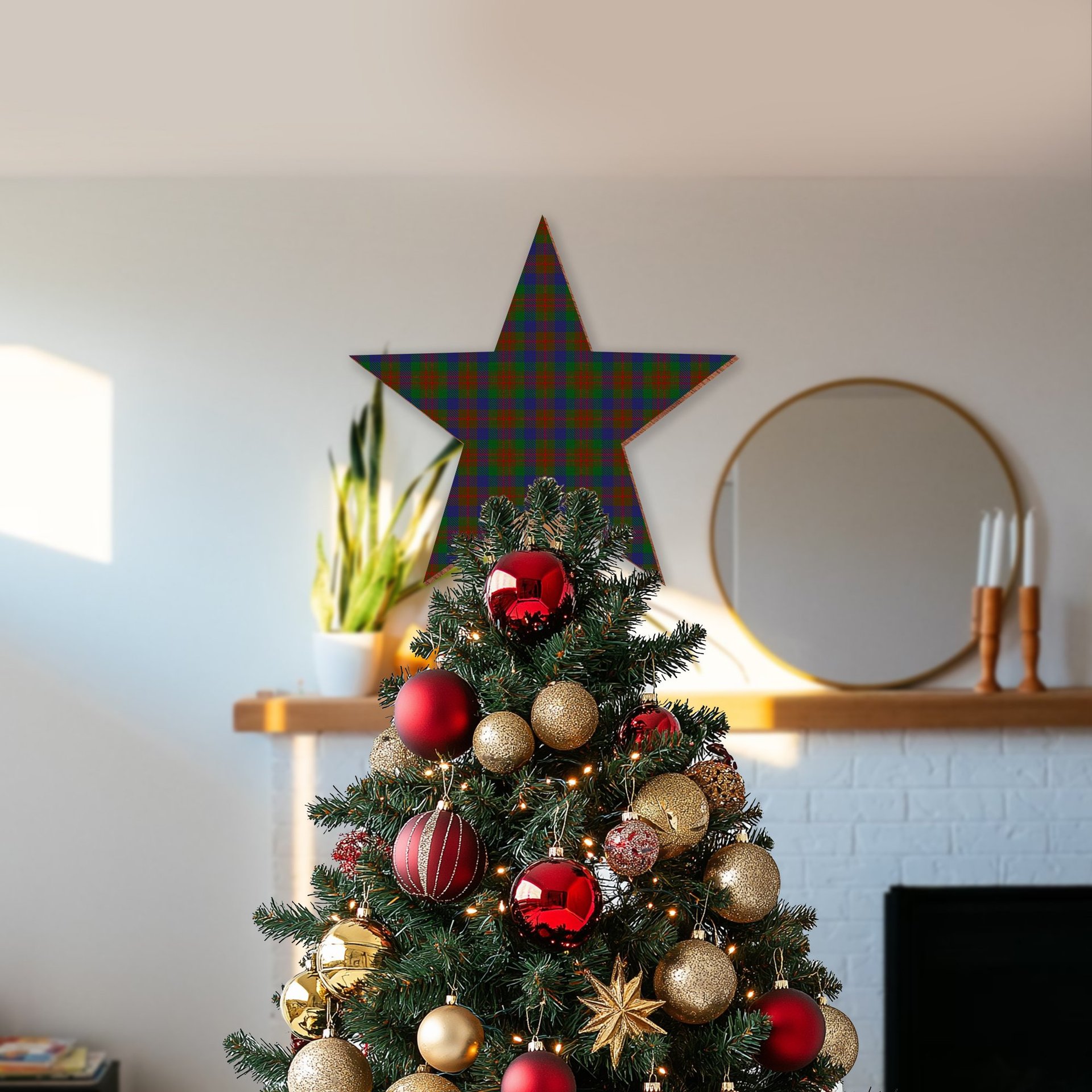 ScotsTee Shop Scottish Dorward Tartan Wooden Christmas Tree Topper