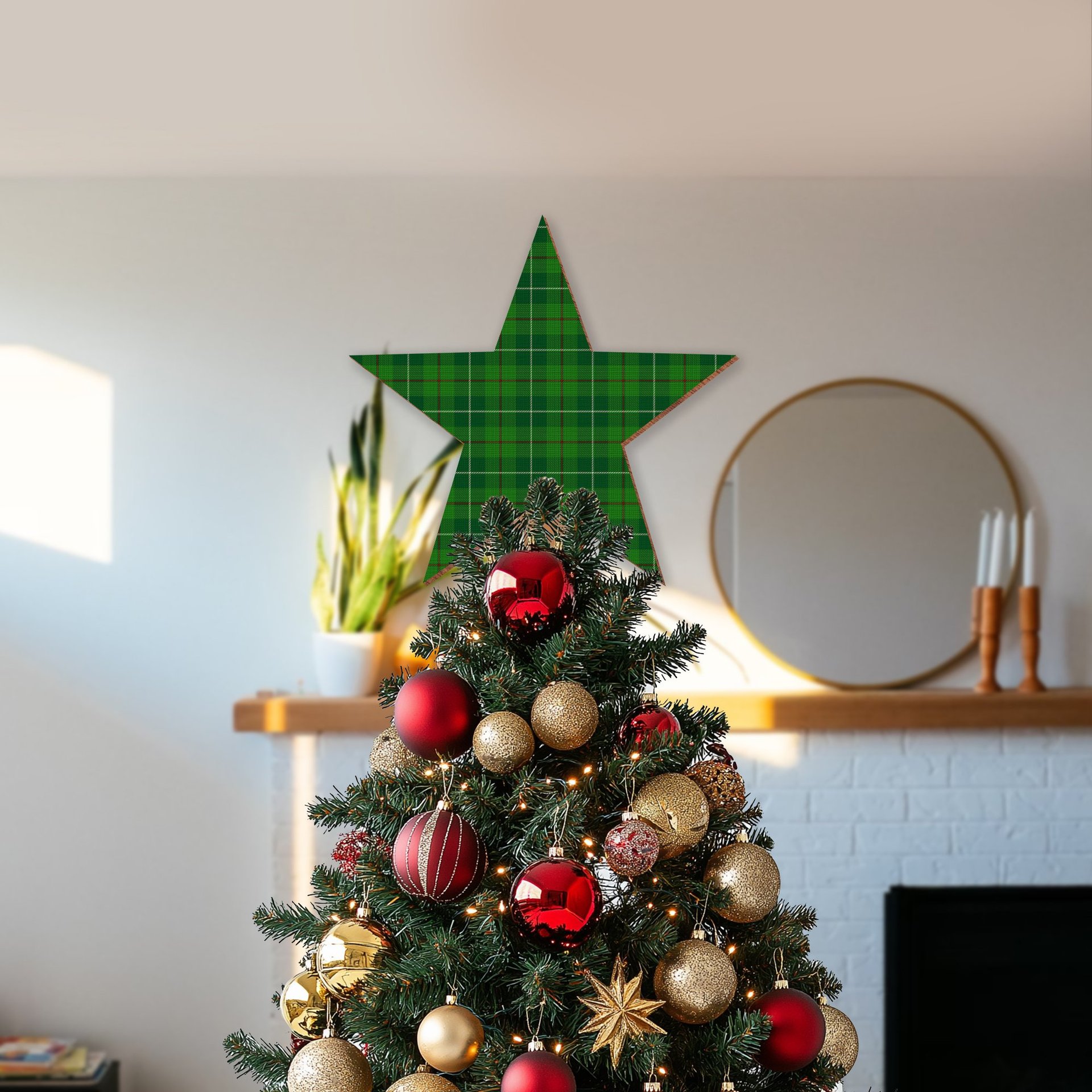 ScotsTee Shop Scottish Galloway Tartan Wooden Christmas Tree Topper