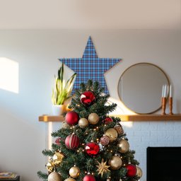 ScotsTee Shop Scottish Elliot Ancient Tartan Wooden Christmas Tree Topper