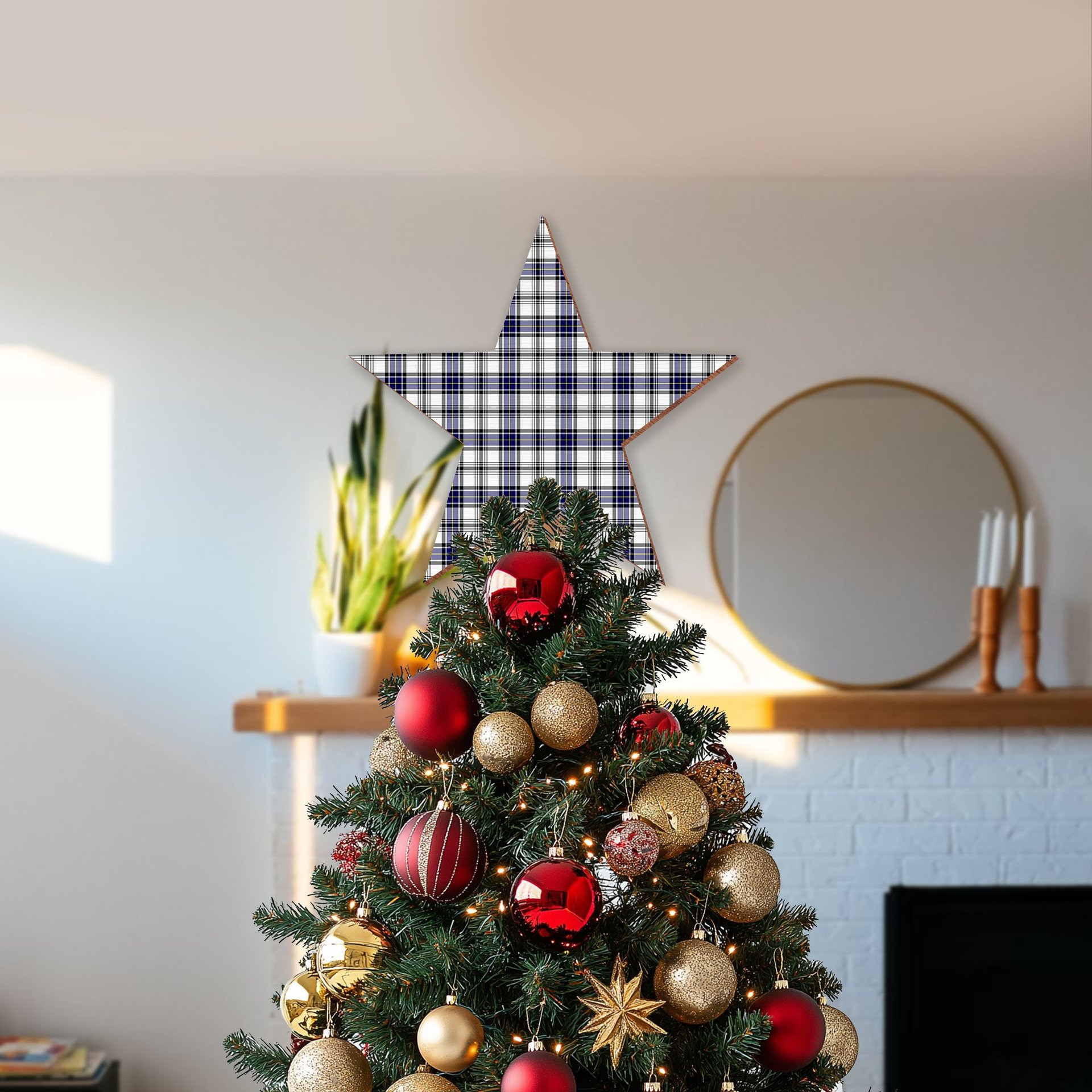 ScotsTee Shop Scottish Hannay Modern Tartan Wooden Christmas Tree Topper