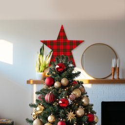 ScotsTee Shop Scottish Heron Tartan Wooden Christmas Tree Topper