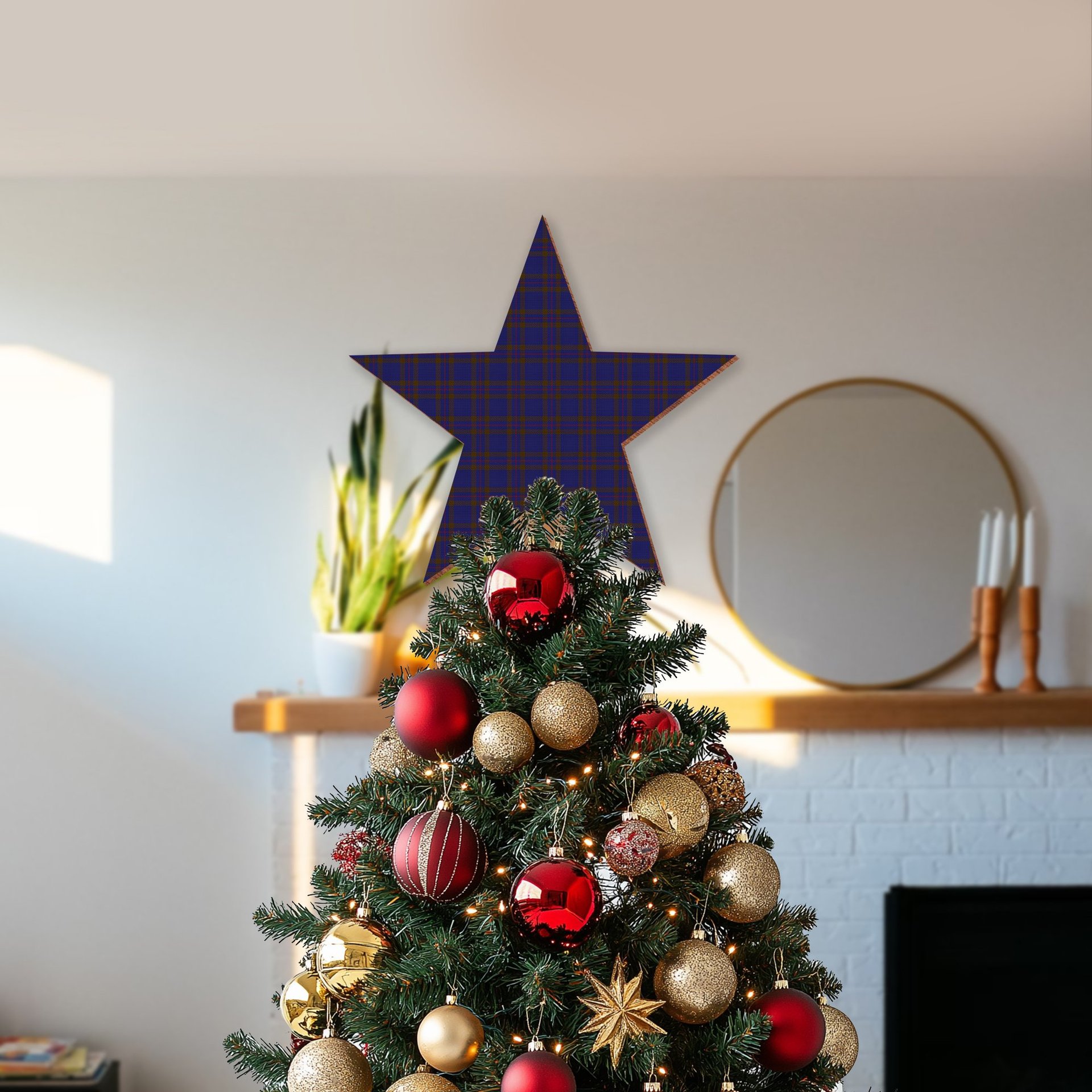 ScotsTee Shop Scottish Elliot Tartan Wooden Christmas Tree Topper