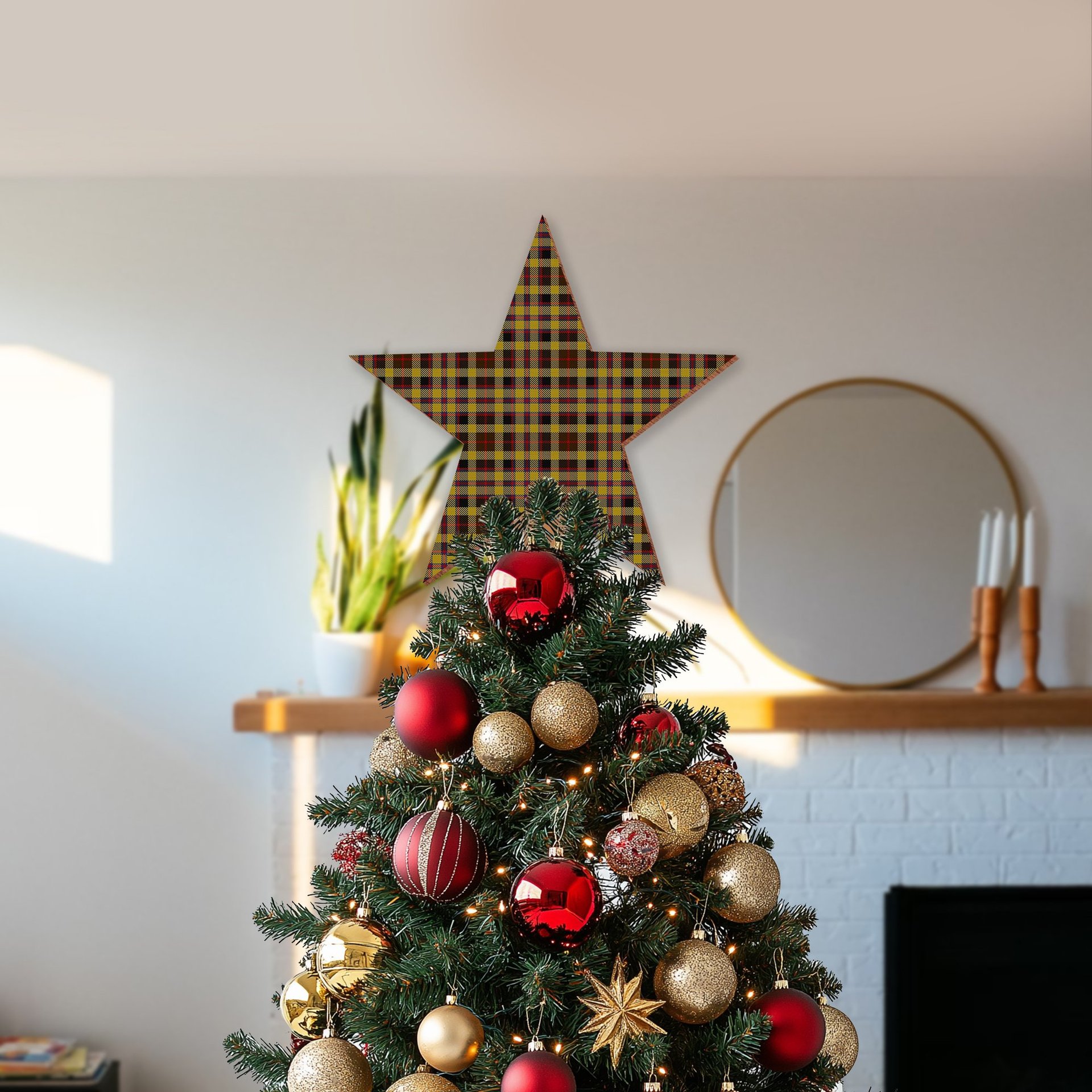 ScotsTee Shop Scottish Jardine Tartan Wooden Christmas Tree Topper