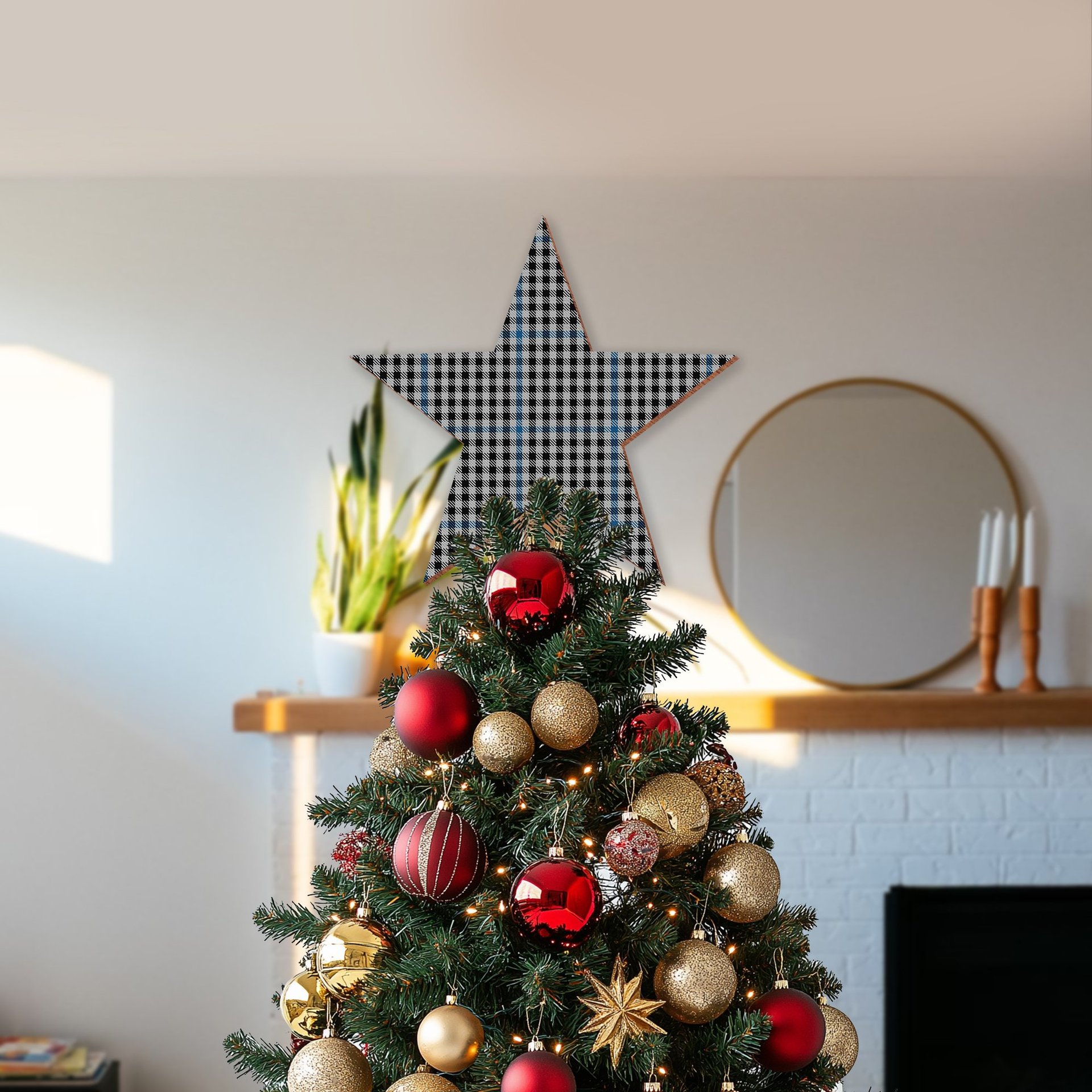 ScotsTee Shop Scottish Gladstanes Tartan Wooden Christmas Tree Topper