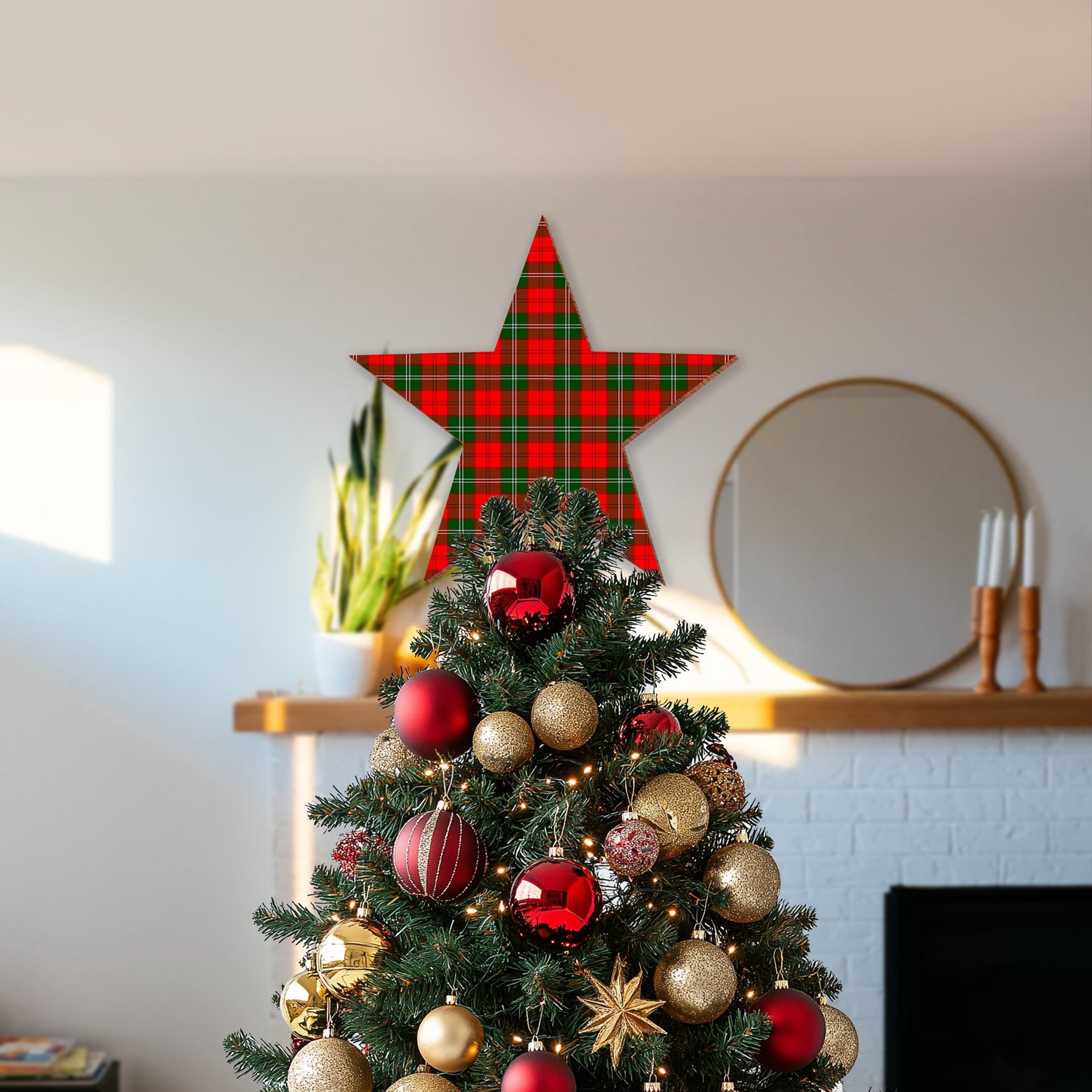 ScotsTee Shop Scottish Gartshore Tartan Wooden Christmas Tree Topper