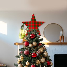 ScotsTee Shop Scottish Gartshore Tartan Wooden Christmas Tree Topper