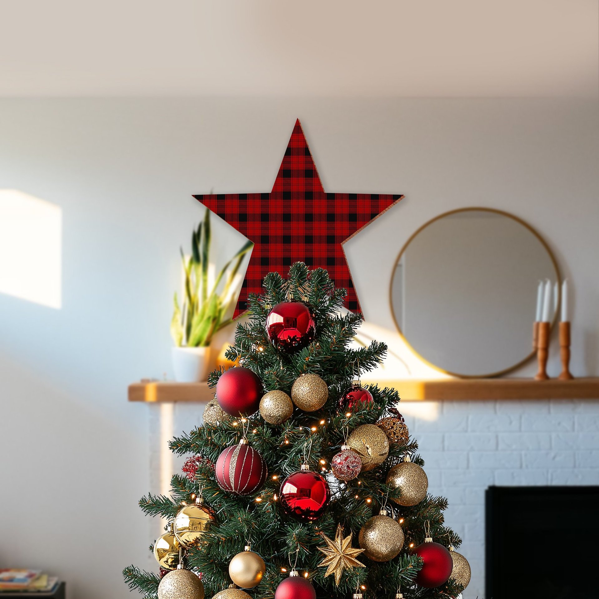 ScotsTee Shop Scottish Ewing Tartan Wooden Christmas Tree Topper