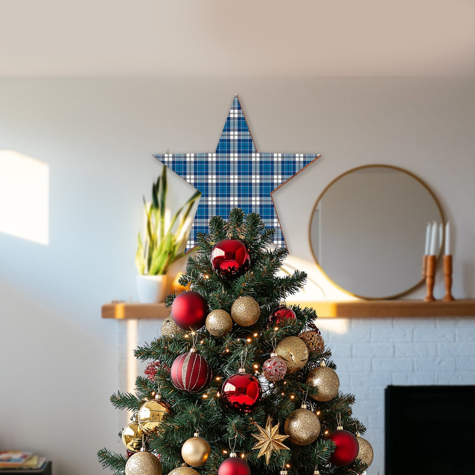 ScotsTee Shop Scottish Hutton SC Tartan Wooden Christmas Tree Topper