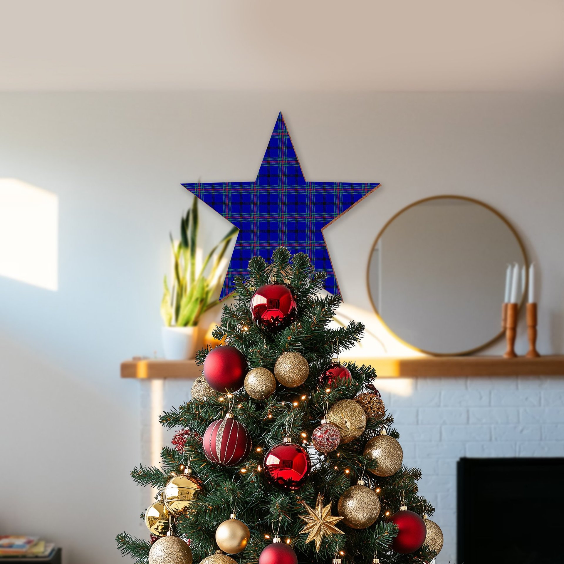 ScotsTee Shop Scottish Kinding Tartan Wooden Christmas Tree Topper