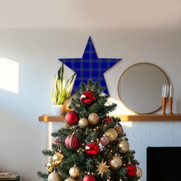 ScotsTee Shop Scottish Kinding Tartan Wooden Christmas Tree Topper