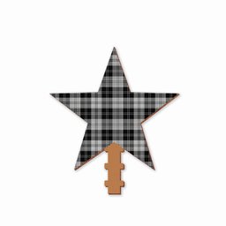 ScotsTee Shop Scottish Erskine Black and White Tartan Wooden Christmas Tree Topper