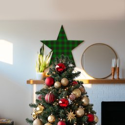 ScotsTee Shop Scottish Fife District Tartan Wooden Christmas Tree Topper