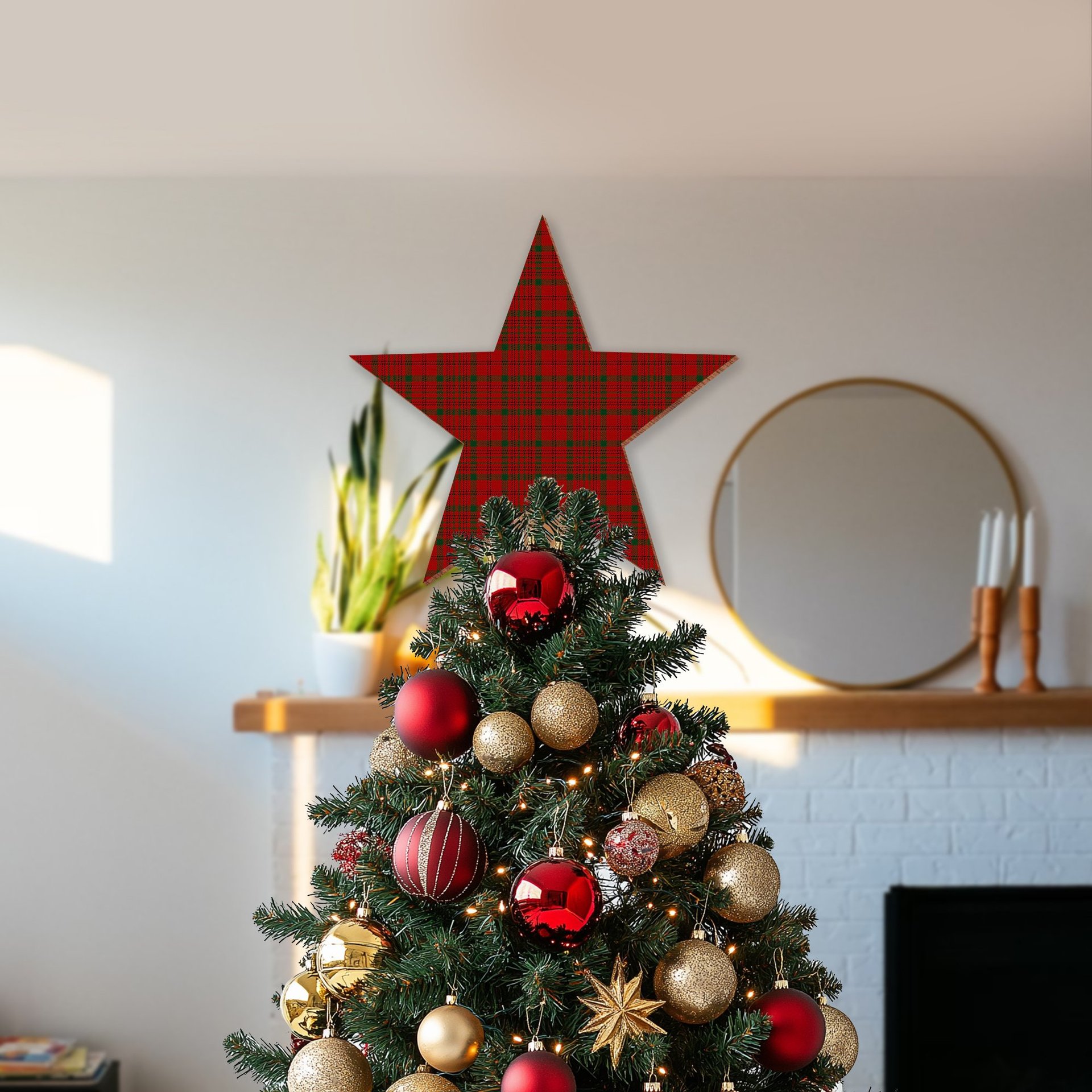 ScotsTee Shop Scottish MacDonell of Keppach Tartan Wooden Christmas Tree Topper