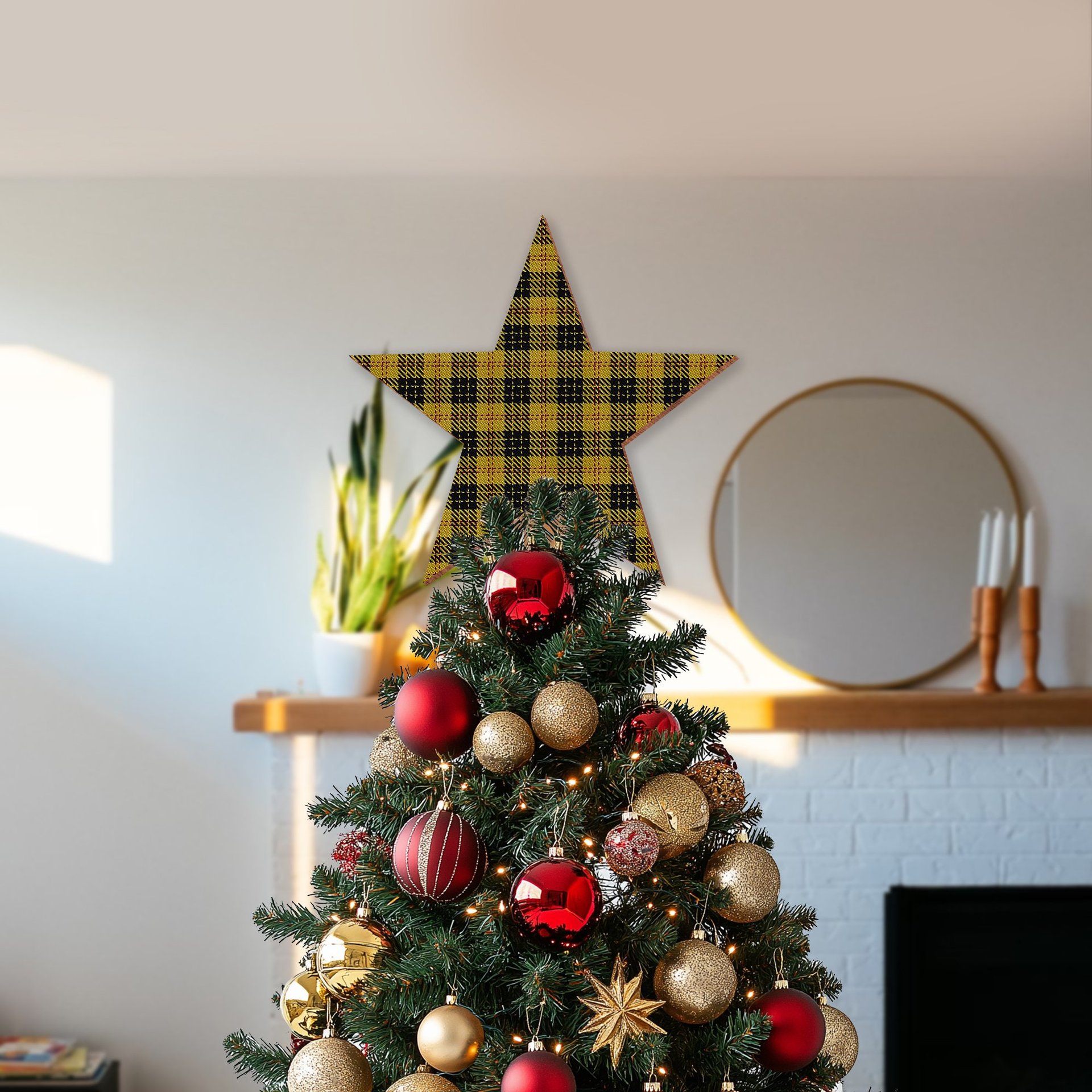 ScotsTee Shop Scottish MacLeod Tartan Wooden Christmas Tree Topper