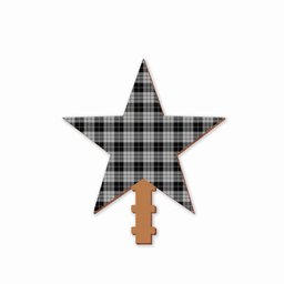 ScotsTee Shop Scottish MacLeod Black and White Tartan Wooden Christmas Tree Topper