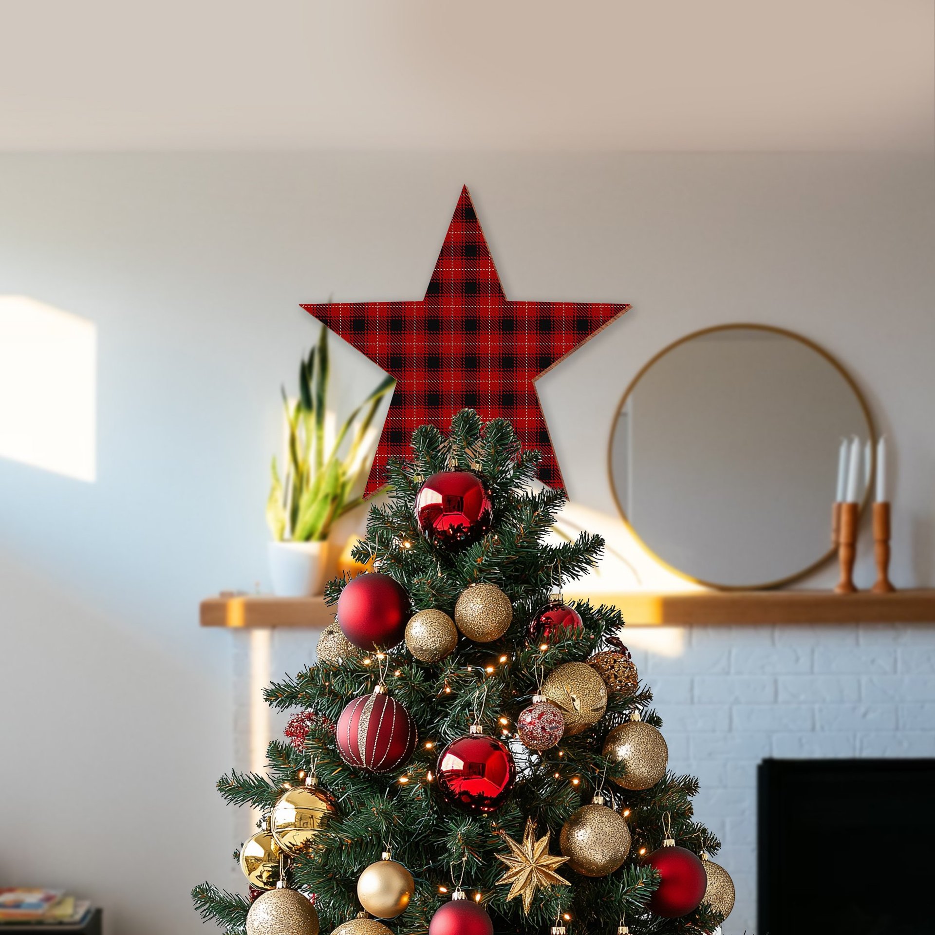 ScotsTee Shop Scottish MacIvor Tartan Wooden Christmas Tree Topper