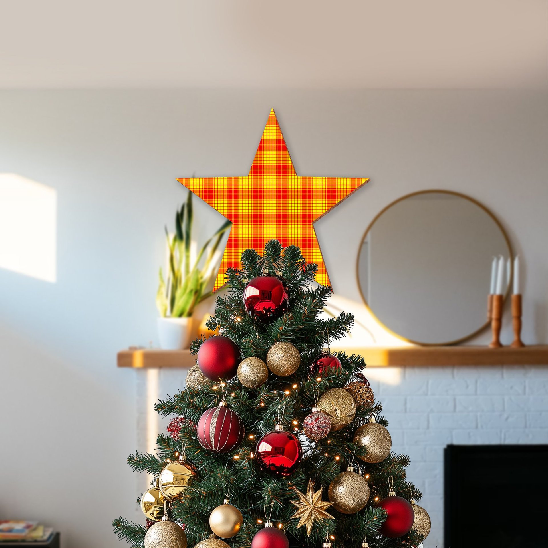 ScotsTee Shop Scottish MacMillan Tartan Wooden Christmas Tree Topper
