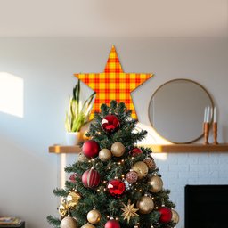 ScotsTee Shop Scottish MacMillan Tartan Wooden Christmas Tree Topper