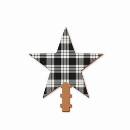 ScotsTee Shop Scottish MacFarlane Black White Tartan Wooden Christmas Tree Topper