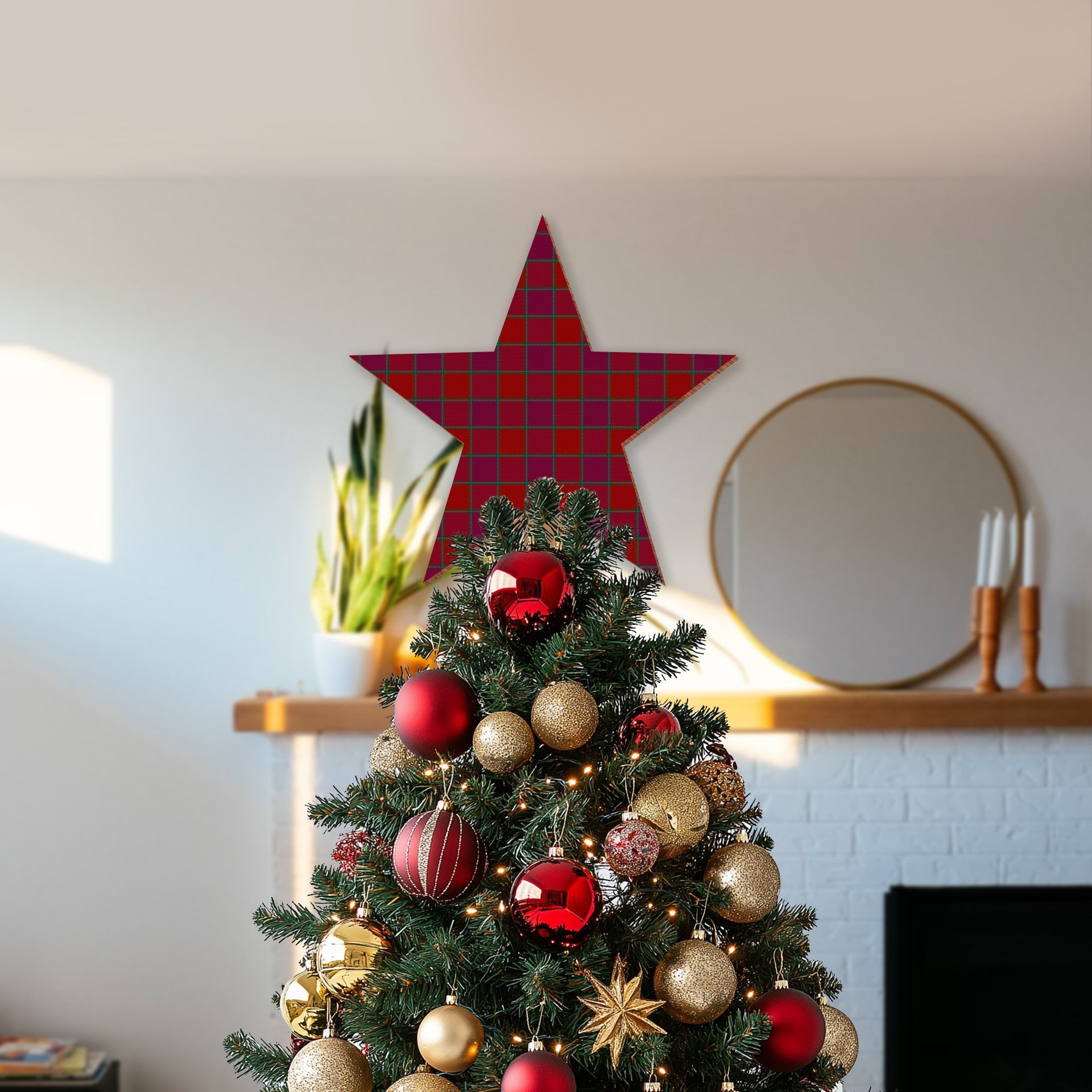 ScotsTee Shop Scottish MacNab Old Tartan Wooden Christmas Tree Topper