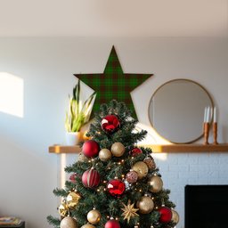 ScotsTee Shop Scottish MacAlister of Glenbarr Hunting Tartan Wooden Christmas Tree Topper