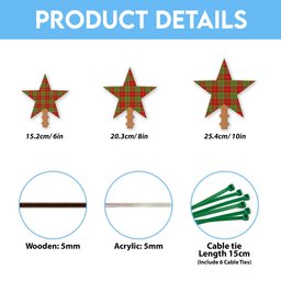 ScotsTee Shop Scottish Leask Modern Tartan Wooden Christmas Tree Topper