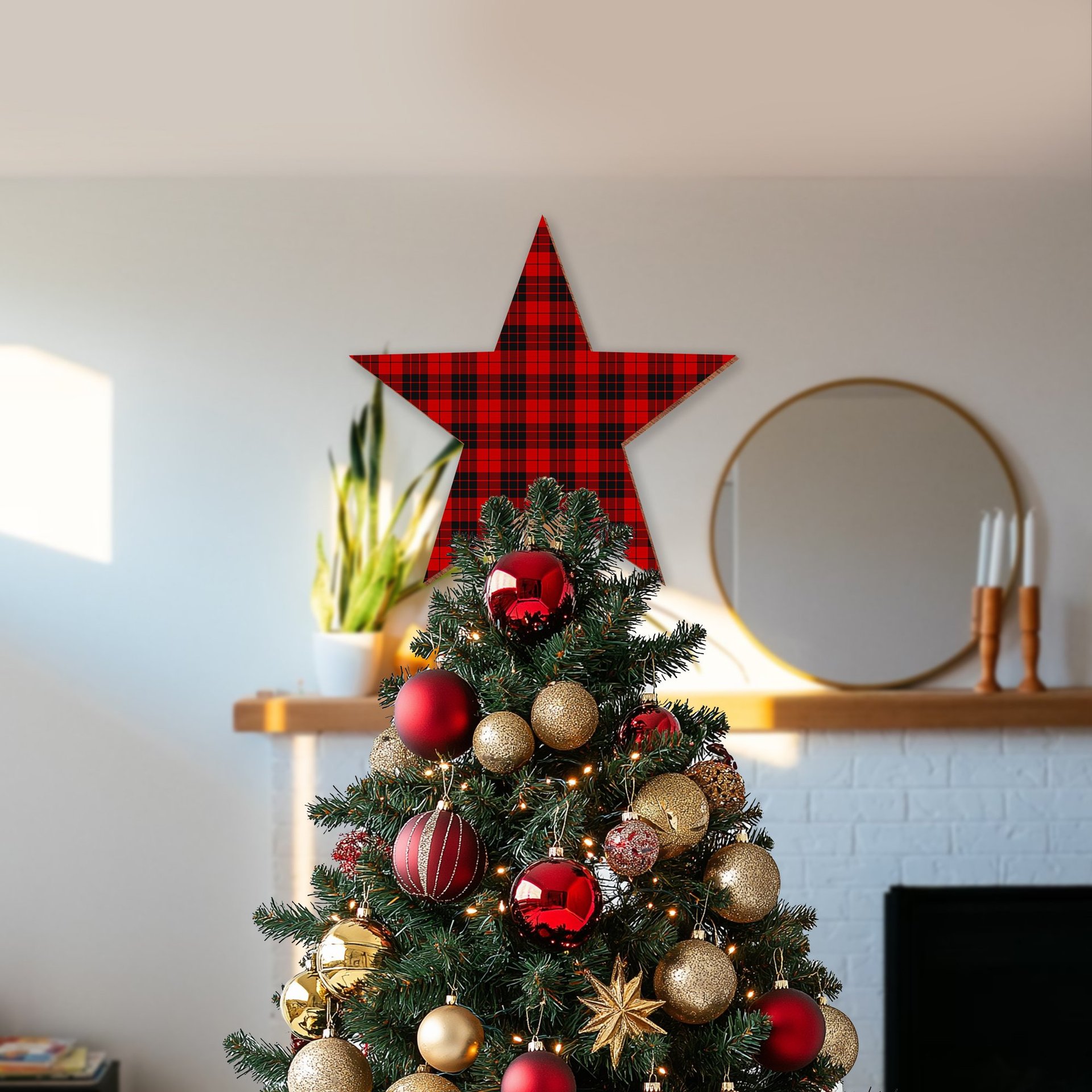 ScotsTee Shop Scottish MacLeod of Raasay SC Tartan Wooden Christmas Tree Topper