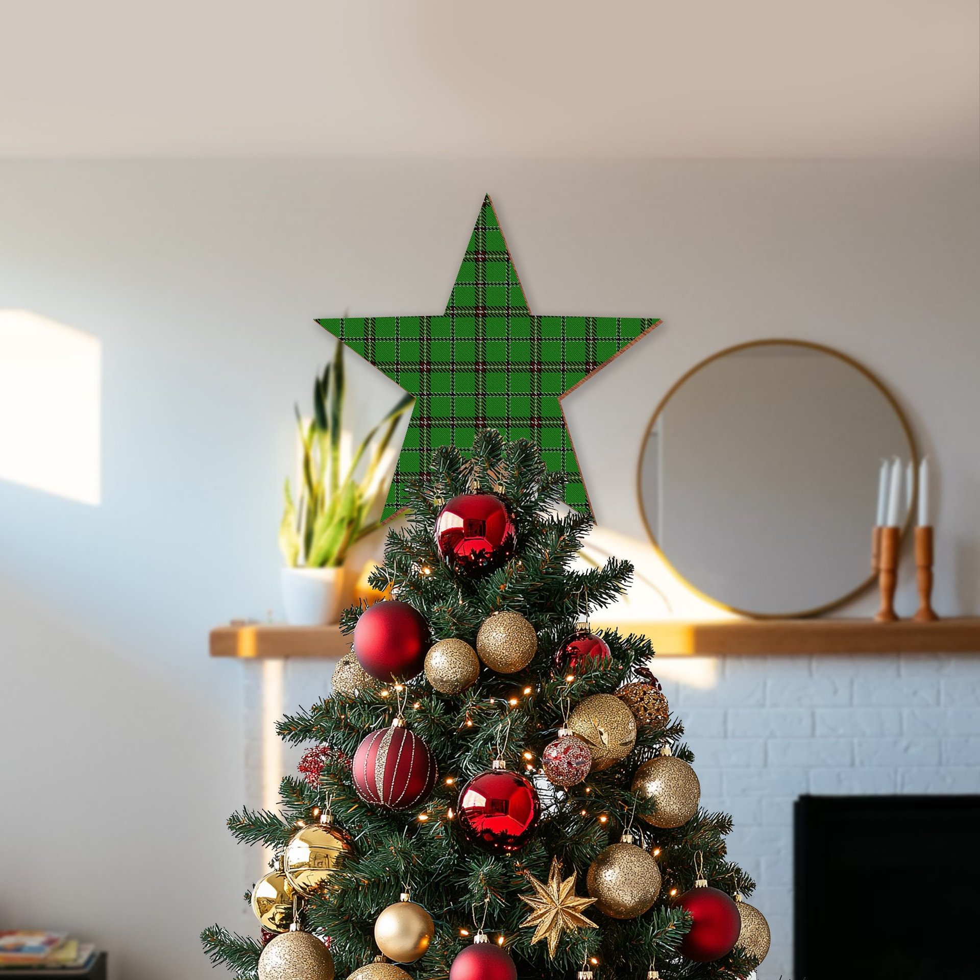 ScotsTee Shop Scottish Leach Hunting Tartan Wooden Christmas Tree Topper