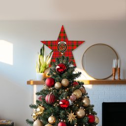 ScotsTee Shop Scottish Monroe Modern Crest Tartan Wooden Christmas Tree Topper