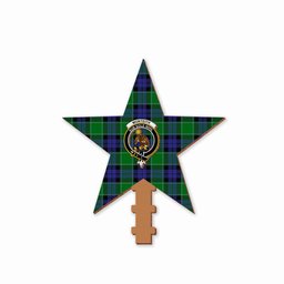 ScotsTee Shop Scottish Monteith Crest Tartan Wooden Christmas Tree Topper