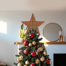 ScotsTee Shop Scottish Ross Ancient Tartan Wooden Christmas Tree Topper