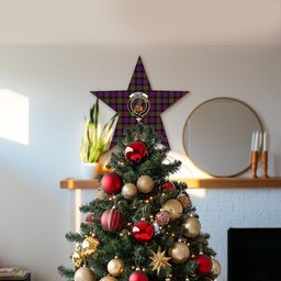 ScotsTee Shop Scottish Gillon Crest Tartan Wooden Christmas Tree Topper