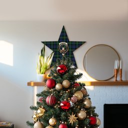 ScotsTee Shop Scottish Stevenson Hunting Crest Tartan Wooden Christmas Tree Topper