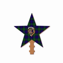 ScotsTee Shop Scottish MacKinlay Modern Crest Tartan Wooden Christmas Tree Topper