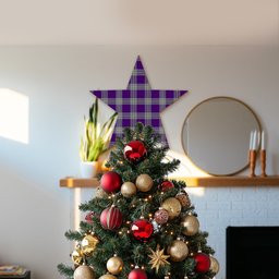 ScotsTee Shop Scottish Menzies Mauve and White Tartan Wooden Christmas Tree Topper