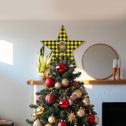 ScotsTee Shop Scottish MacLeod of Lewis Modern Crest Tartan Wooden Christmas Tree Topper