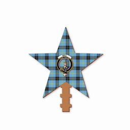ScotsTee Shop Scottish Bell of the Borders Modern Crest Tartan Wooden Christmas Tree Topper