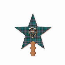 ScotsTee Shop Scottish Ralston USA Modern Crest Tartan Wooden Christmas Tree Topper