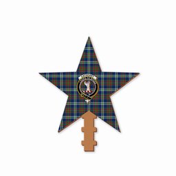 ScotsTee Shop Scottish Cathcart Modern Crest Tartan Wooden Christmas Tree Topper