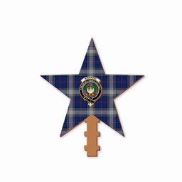 ScotsTee Shop Scottish Kinnaird Modern Crest Tartan Wooden Christmas Tree Topper