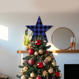 ScotsTee Shop Scottish Maule Modem Tartan Wooden Christmas Tree Topper