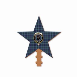 ScotsTee Shop Scottish Hannay Blue Crest Tartan Wooden Christmas Tree Topper