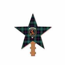 ScotsTee Shop Scottish Sutherland Old Modern Crest Tartan Wooden Christmas Tree Topper