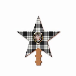 ScotsTee Shop Scottish MacFarlane Black White Crest Tartan Wooden Christmas Tree Topper