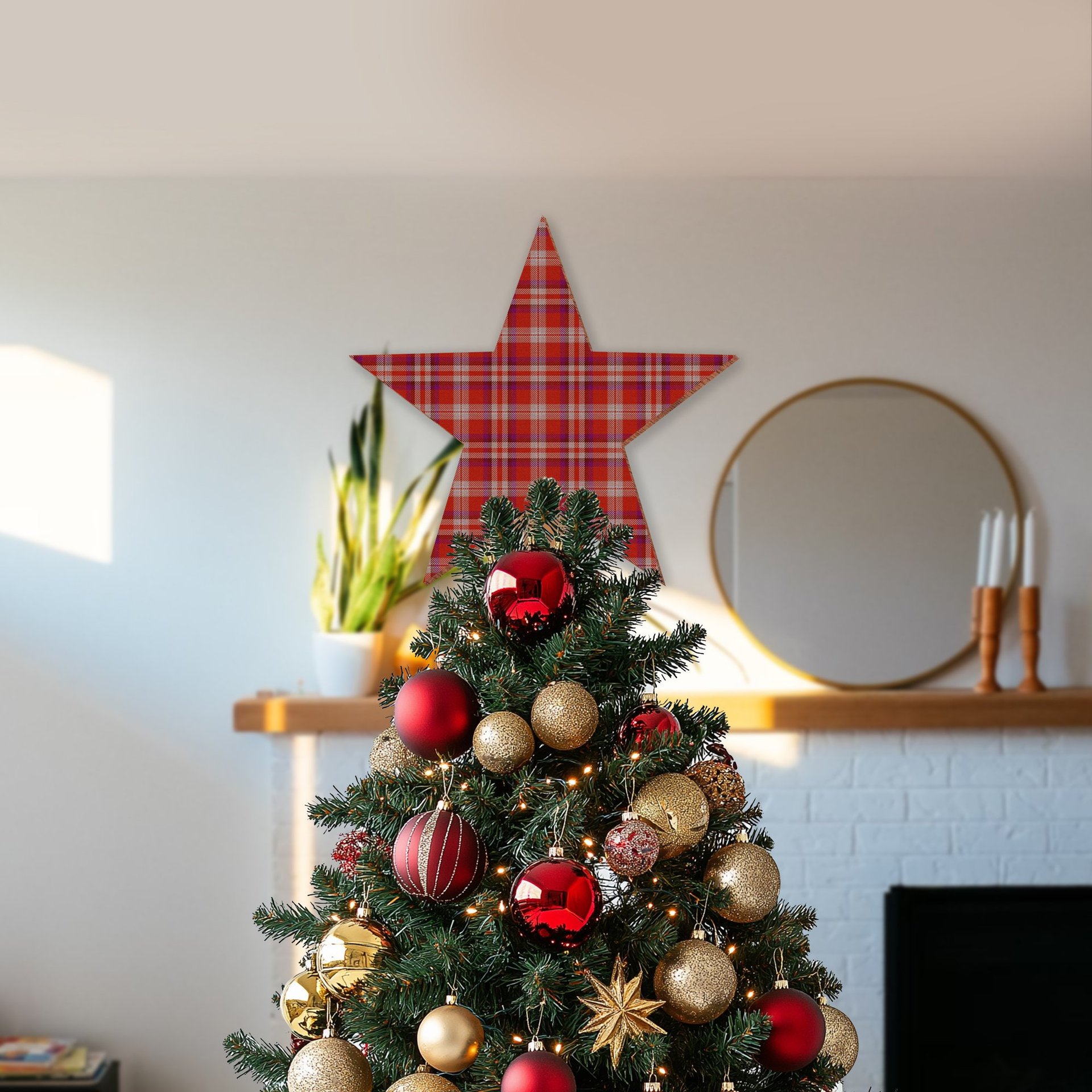 ScotsTee Shop Scottish Pennington Tartan Wooden Christmas Tree Topper